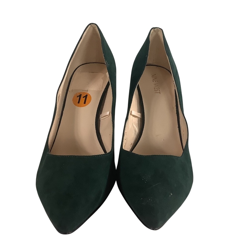 Nine West Flagship Dark Green Suede Pointed Toe Stiletto Pumps Womens 11M NW7